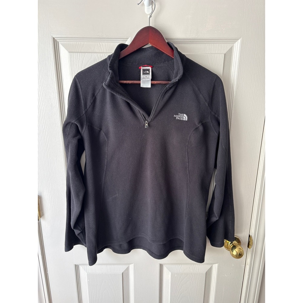 The North Face Fleece Pullover Womens L Black Quarter Zip TKA 100 Hiking Jacket